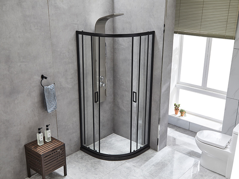 SE স্লাইডিং শাওয়ার এনক্লোজার, ক্লিয়ার টেম্পারড গ্লাস, কালো অ্যালুমিনিয়াম প্রোফাইল, ডাবল হোল হ্যান্ডেল, ট্রে ছাড়াই SE স্লাইডিং শাওয়ার এনক্লোজার, ক্লিয়ার টেম্পারড গ্লাস, কালো অ্যালুমিনিয়াম প্রোফাইল, ডাবল হোল হ্যান্ডেল, ট্রে ছাড়াই
