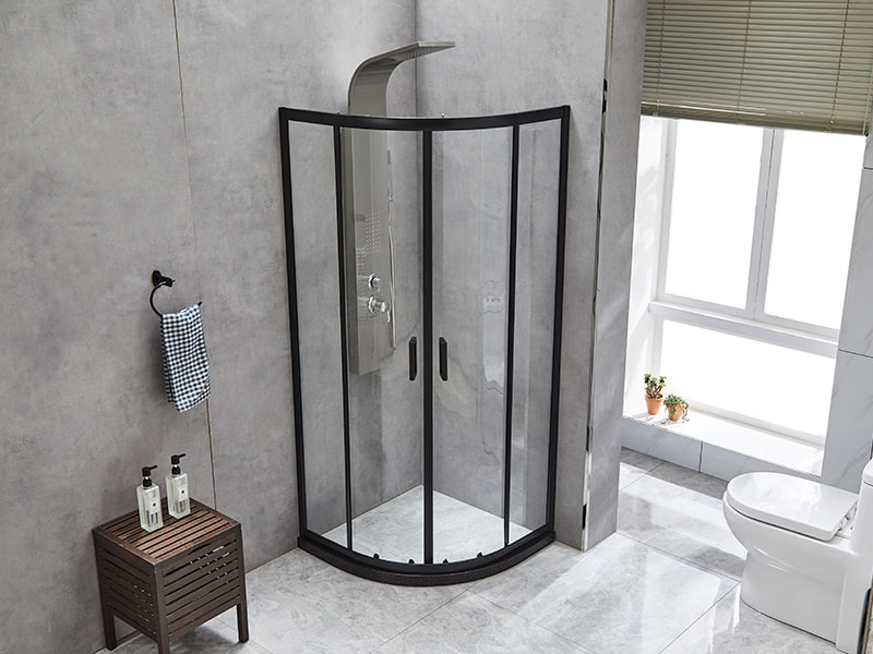 SE স্লাইডিং শাওয়ার এনক্লোজার, ক্লিয়ার টেম্পারড গ্লাস, কালো অ্যালুমিনিয়াম প্রোফাইল, ডাবল হোল হ্যান্ডেল, ট্রে ছাড়াই SE স্লাইডিং শাওয়ার এনক্লোজার, ক্লিয়ার টেম্পারড গ্লাস, কালো অ্যালুমিনিয়াম প্রোফাইল, ডাবল হোল হ্যান্ডেল, ট্রে ছাড়াই
